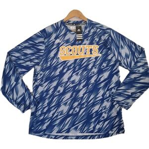 Adidas SCOUTS Geometric Long Sleeve T-Shirt Mens XL Blue Long Sleeve Performance
